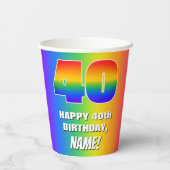 40歳の誕生日：カラフルおもしろいレインボーパターン# 40 紙コップ (裏面)