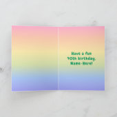 40歳の誕生日:カラフル虹#40,名前をカスタムする カード (内部)