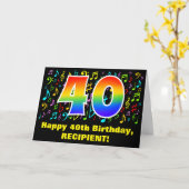 40歳の誕生日：カラフル音楽シンボル&レインボー40 カード (黄色い花)