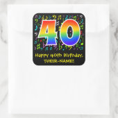 40歳の誕生日：カラフル音楽シンボル、レインボー40 スクエアシール (バッグ)