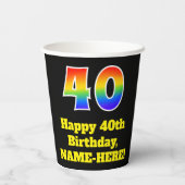 40歳の誕生日:カラフル,おもしろい,エキサイティング, Rainbow 40 紙コップ (裏面)