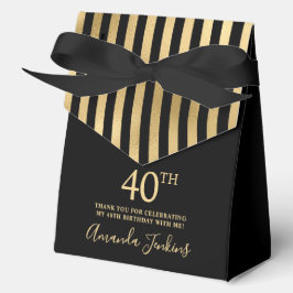40歳の誕生日 ゴールドストライプのお礼  フェイバーボックス