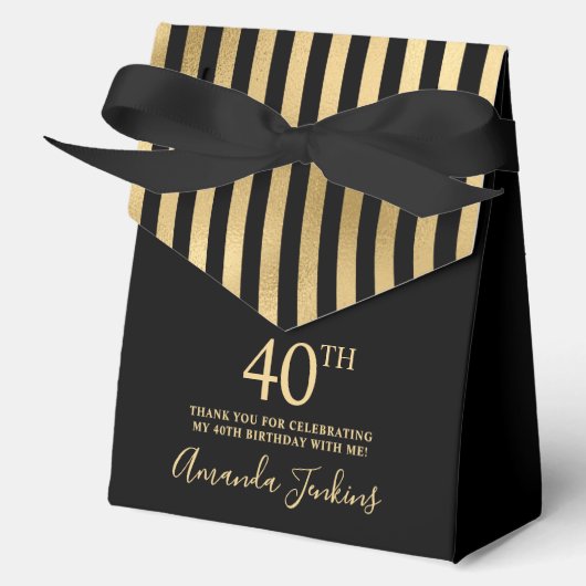 40歳の誕生日 ゴールドストライプのお礼 フェイバーボックス (正面)
