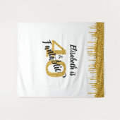 40歳の誕生日 ゴールドパーティーバックドロップボックス タペストリー (正面(横))