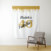 40歳の誕生日 ゴールドパーティーバックドロップボックス タペストリー (インサイチュ)