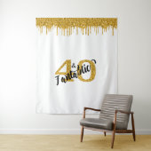 40歳の誕生日 ゴールドパーティーバックドロップボックス タペストリー (インサイチュ)