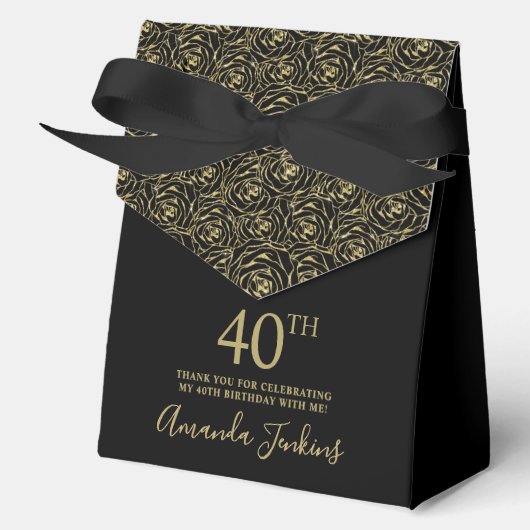 40歳の誕生日 ゴールドラメバラの御礼 フェイバーボックス (正面)