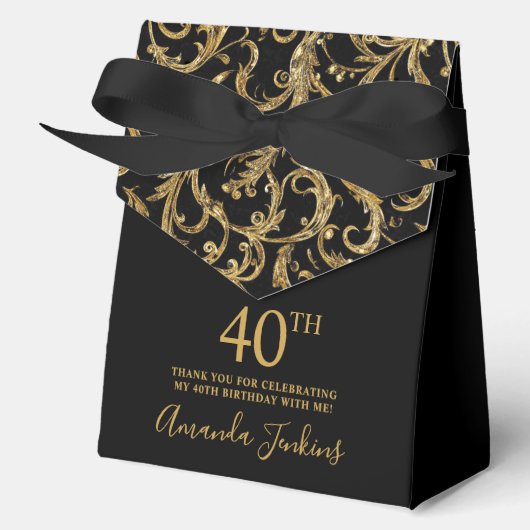 40歳の誕生日 ゴールド スワール お礼  フェイバーボックス (正面)