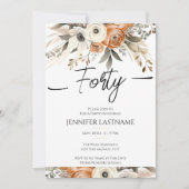 40歳の誕生日　ナチュラルフラワー　オータム 招待状 (正面)