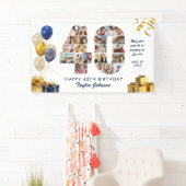 40歳の誕生日 ナンバー40 フォトコラージュ ホワイトゴールド 横断幕 (インサイチュ)