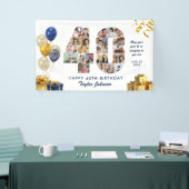 40歳の誕生日 ナンバー40 フォトコラージュ ホワイトゴールド 横断幕 (トレードショー)