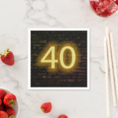 40歳の誕生日 ネオンサイン レンガの壁に設置 スタンダードカクテルナプキン (インサイチュ)