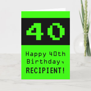 40歳の誕生日:ネディ/オタク系のスタイル「40」と名前 カード