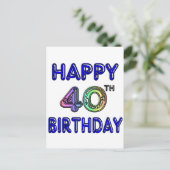 40歳の誕生日 バルーン フォント ポストカード (スタンド正面)