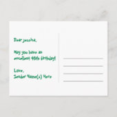 40歳の誕生日：ピンクのストライプとハート、虹色の40 ポストカード (裏面)