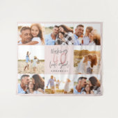 40歳の誕生日 ピンクの女の子らしいグリッター フォト コラージュ タペストリー (正面(横))