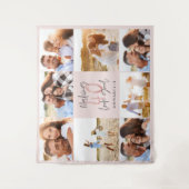 40歳の誕生日 ピンクの女の子らしいグリッター フォト コラージュ タペストリー (正面)