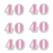 40歳の誕生日 ピンクの数字 フォーティー カスタム年齢 トレンディー シール (正面)