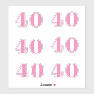 40歳の誕生日 ピンクの数字 フォーティー カスタム年齢 トレンディー シール
