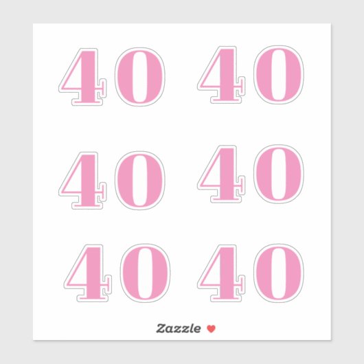 40歳の誕生日 ピンクの数字 フォーティー カスタム年齢 トレンディー シール (シート)