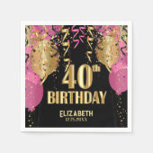 40歳の誕生日 – ピンクバルーン スタンダードカクテルナプキン (正面)