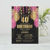 40歳の誕生日 – ピンクバルーン 招待状 (スタンド正面)