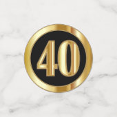 40歳の誕生日 – ピンク、黒、金ゴールド – 写真 コンフェッティ (スモール正面)