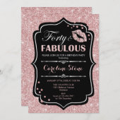 40歳の誕生日 – フォーティーファウラスバラ金ゴールドブラック 招待状 (正面/裏面)