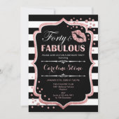 40歳の誕生日 – フォーティーファブルブラックバラ金ゴールド 招待状 (正面)