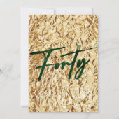 40歳の誕生日 フォーティ エメラルドグリーンとゴールドの招待状 招待状 (裏面)