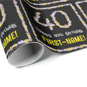 40歳の誕生日:フローラ花数,名前をカスタムする ラッピングペーパー (ロールコーナー)