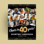 40歳の誕生日 ブラックゴールド 写真パーティー ポスター