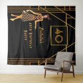 40歳の誕生日 ブラック ゴールド 1920年代のアートデコ タペストリー (インサイチュ(横))