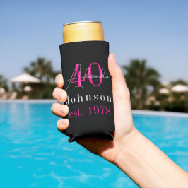 40歳の誕生日 ブラック+ホットピンク スリム缶クーラー