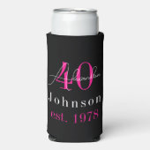 40歳の誕生日 ブラック+ホットピンク スリム缶クーラー (Seltzer正面)