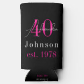 40歳の誕生日 ブラック+ホットピンク スリム缶クーラー (裏面)