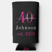 40歳の誕生日 ブラック+ホットピンク スリム缶クーラー (正面)