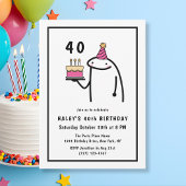 40歳の誕生日 ブラック＆ホワイトの面白いミーム 招待状