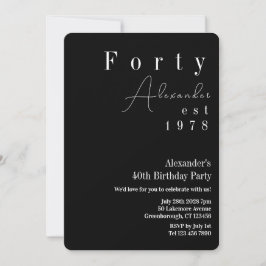 40歳の誕生日 ブラック＆ホワイトパーティー 招待状