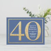40歳の誕生日 ブルーとゴールドの輝き 招待状 (スタンド正面)