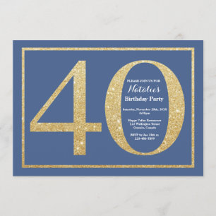 40歳の誕生日 ブルーとゴールドの輝き 招待状