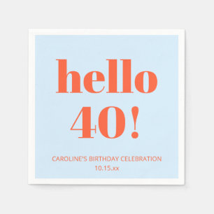 40歳の誕生日 ブルー オレンジ モダンカスタムデザイン スタンダードカクテルナプキン
