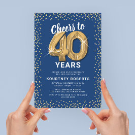 40歳の誕生日 ブルー ゴールド 招待状
