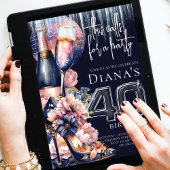 40歳の誕生日 ブルー ピンク ヒール Champagne 招待状