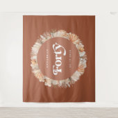 40歳の誕生日 ボタニカル パンパスグラス テラコッタ タペストリー (正面)