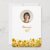 40歳の誕生日 ラスティックなひまわり 花の写真 招待状 (裏面)