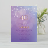 40歳の誕生日　ラベンダー箔押し招待状 箔招待状 (立ち正面)
