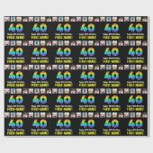 40歳の誕生日:レインボー「40」、写真カスタムと名前 ラッピングペーパー (フラット)