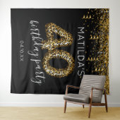 40歳の誕生日 レオパード柄 フォトブース背景 タペストリー (インサイチュ(横))