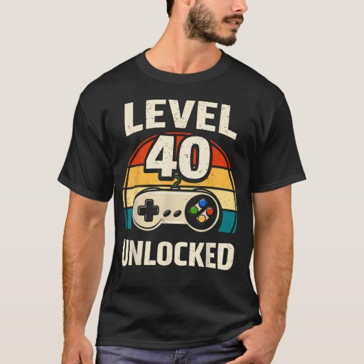 40歳の誕生日 レベル40 アンロック ゲーマー ゲーム Tシャツ (正面)